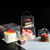 Four-inch cake box, portable transparent disposable small cake box, cut into pieces, mille-feuille cake, baking plastic small pastry box Specification image